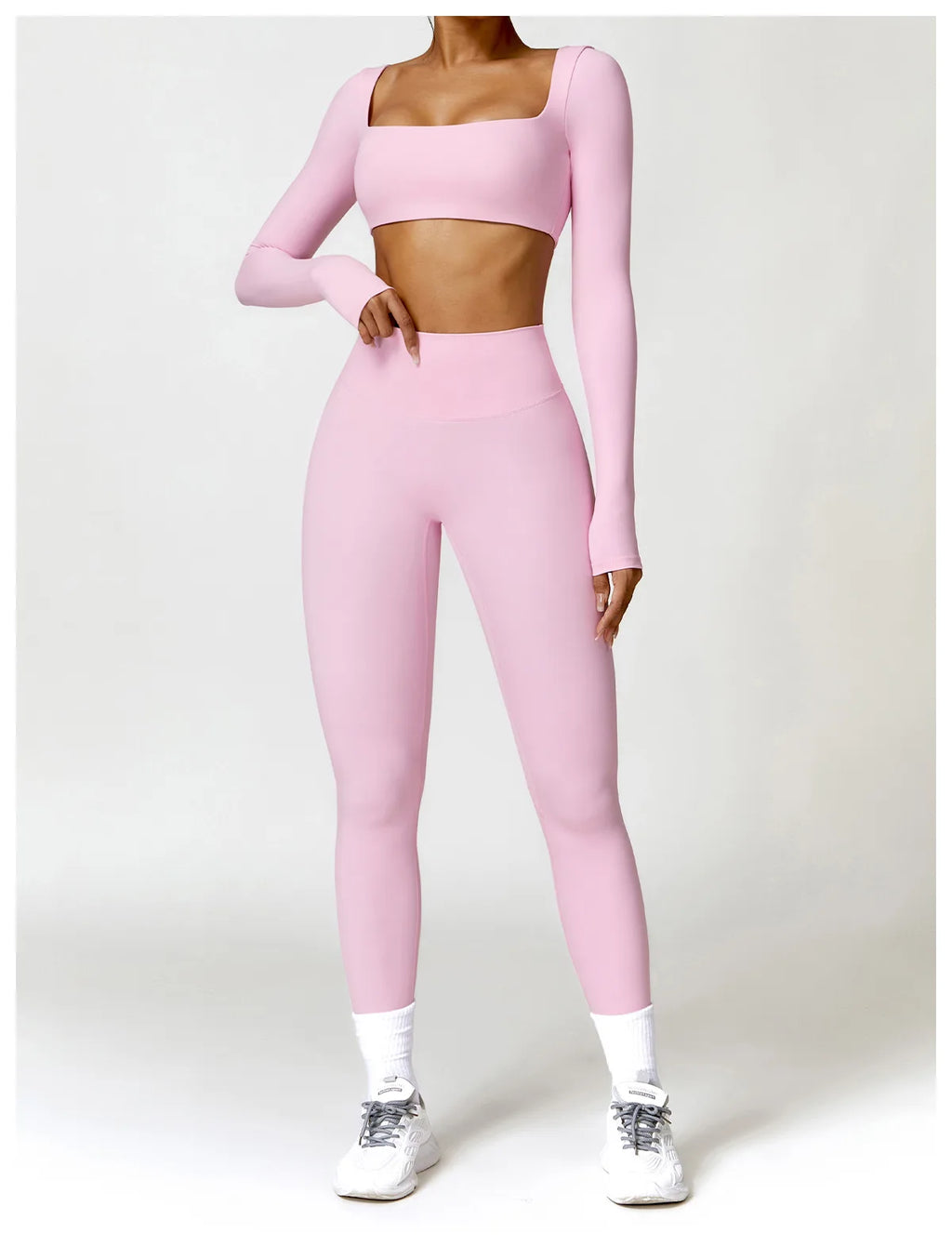 New Summer Long sleeve Shirt Sports Set Women Fitness Yoga Suit Crop Top High Waist Gym Set Women Quick-Dry 2Pcs Yoga Clothes
