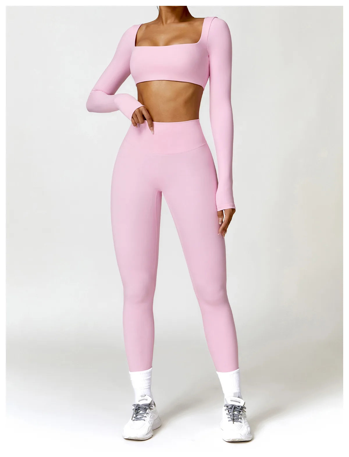 New Summer Long sleeve Shirt Sports Set Women Fitness Yoga Suit Crop Top High Waist Gym Set Women Quick-Dry 2Pcs Yoga Clothes