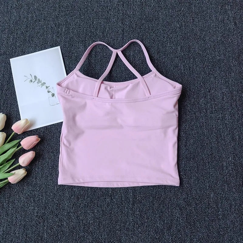 Women's Cross Back Yoga Sports Bra Gym Tank Top Push-Up Workout Bra Fitness Vest Comfortable 'Naked Feeling'Gym Bra Fitness Wear