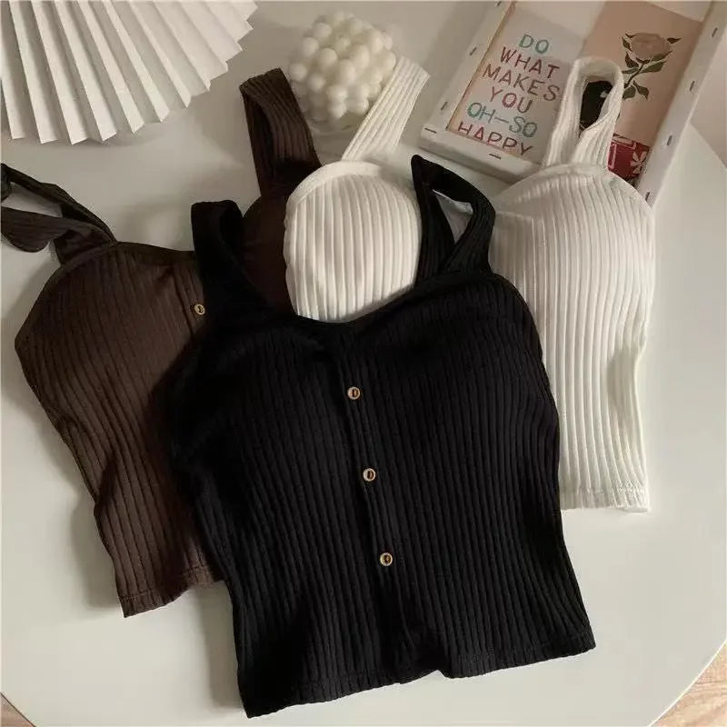 Élan Ribbed Button Top