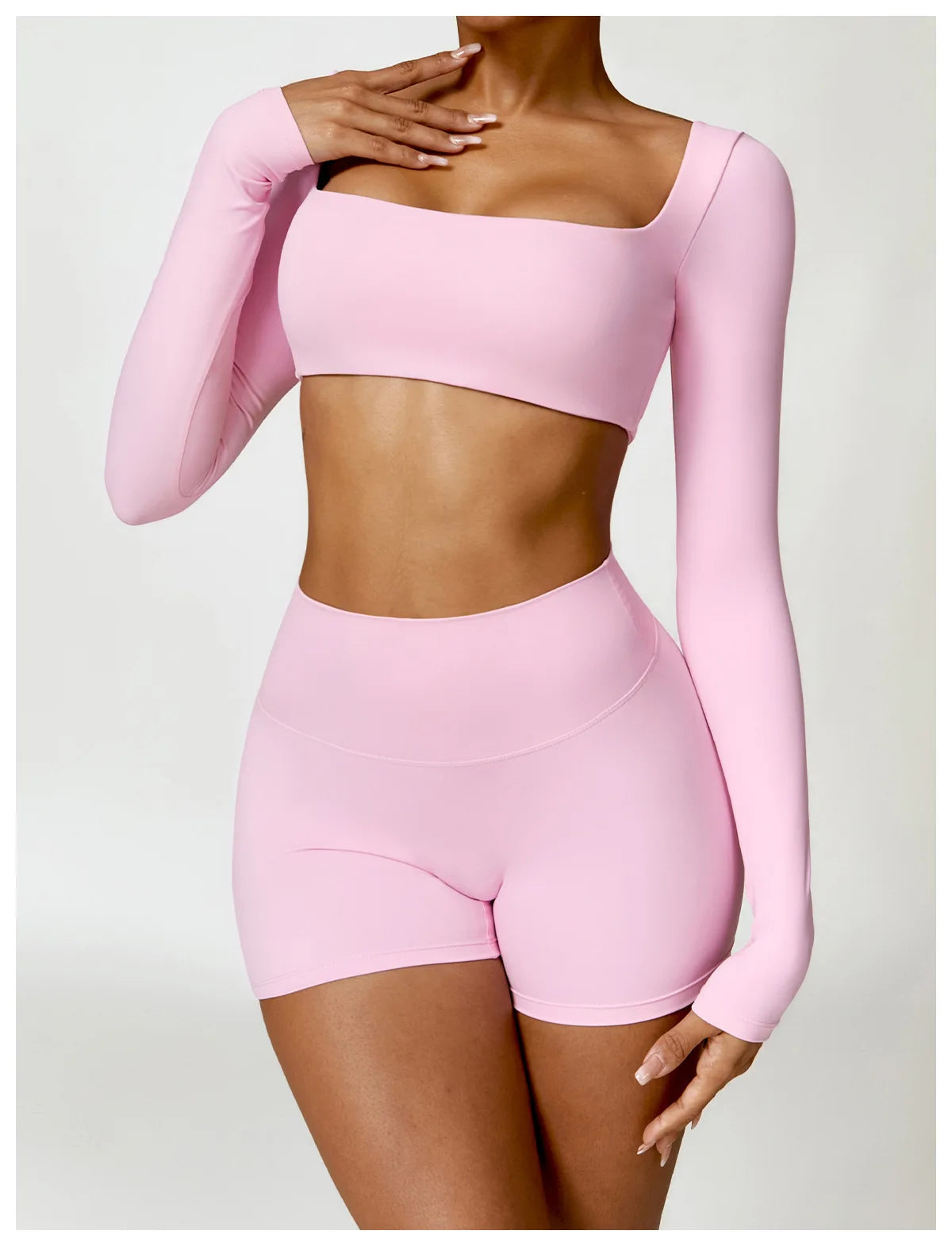 New Summer Long sleeve Shirt Sports Set Women Fitness Yoga Suit Crop Top High Waist Gym Set Women Quick-Dry 2Pcs Yoga Clothes