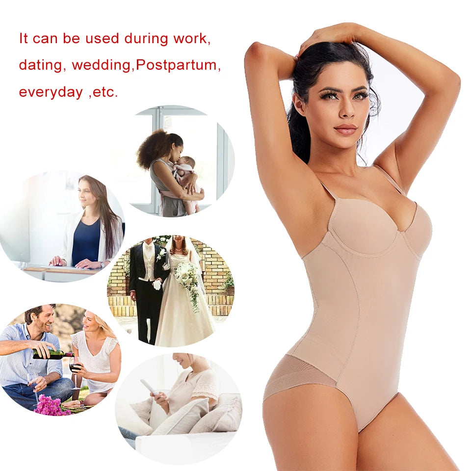 Bodysuit Women Shapewear Body Shaper With Cup Compression Bodies Belly Sheath Waist Trainer Reductive Slimming Underwear