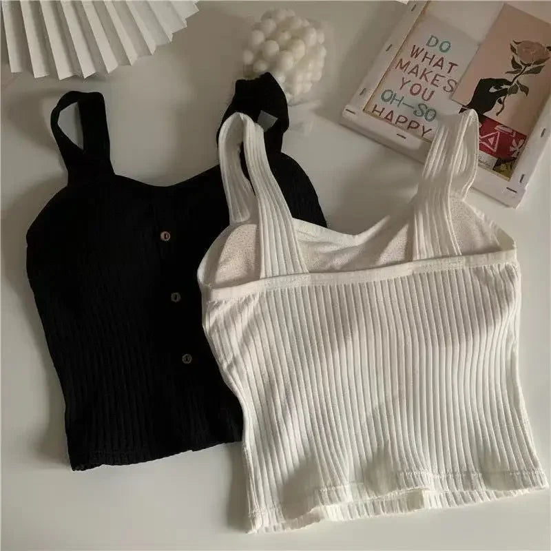 Élan Ribbed Button Top