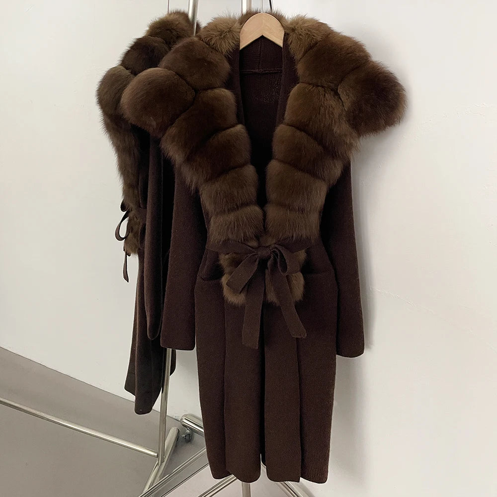 Sienna Fur-Trim Knit Cardigan