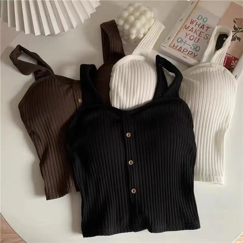 Élan Ribbed Button Top