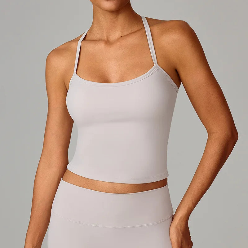 Women's Brushed Back Yoga Tank, Quick Dry Workout Vest with Back Support, Breathable Running Top for Gym & Outdoor