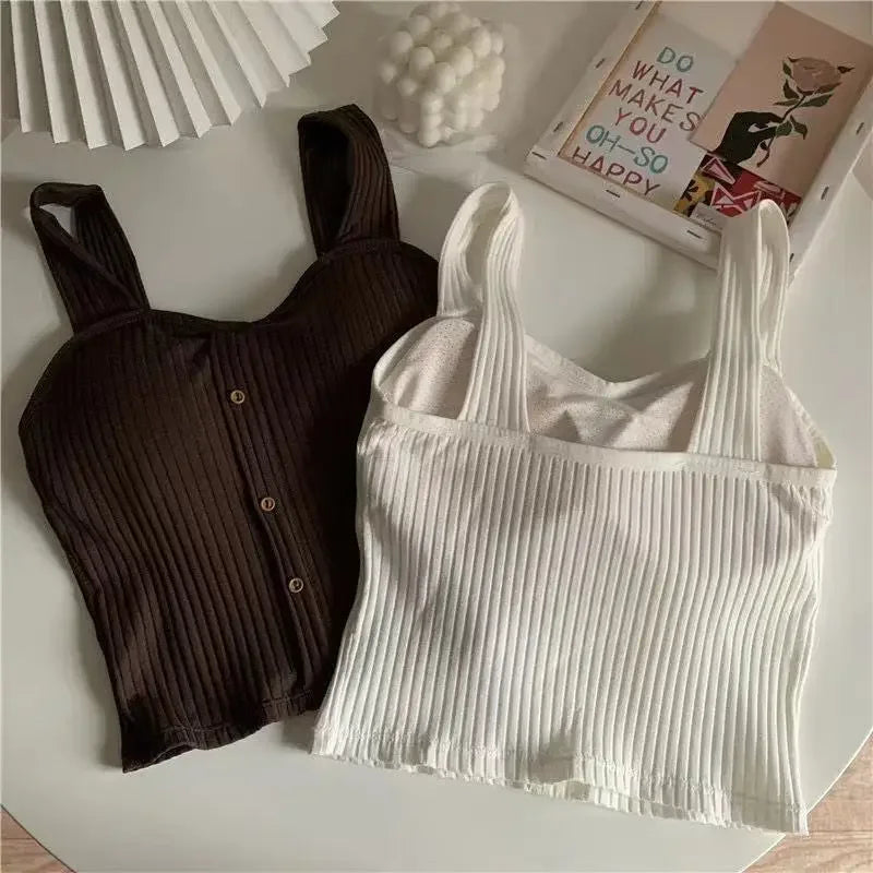 Élan Ribbed Button Top