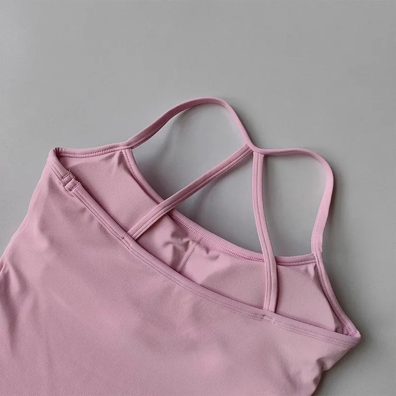 Women's Cross Back Yoga Sports Bra Gym Tank Top Push-Up Workout Bra Fitness Vest Comfortable 'Naked Feeling'Gym Bra Fitness Wear