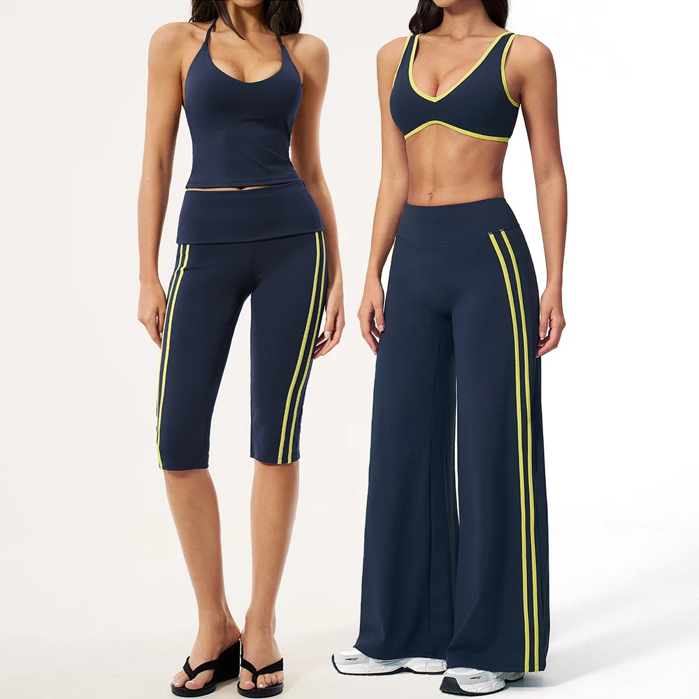 2PCS Yoga Suit Gym Fitness Outfits Women's Tracksuits Sports Bra Flared Trousers Suit Workout Clothes Female Yoga Sports Sets