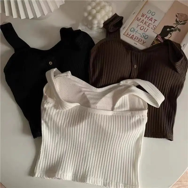Élan Ribbed Button Top