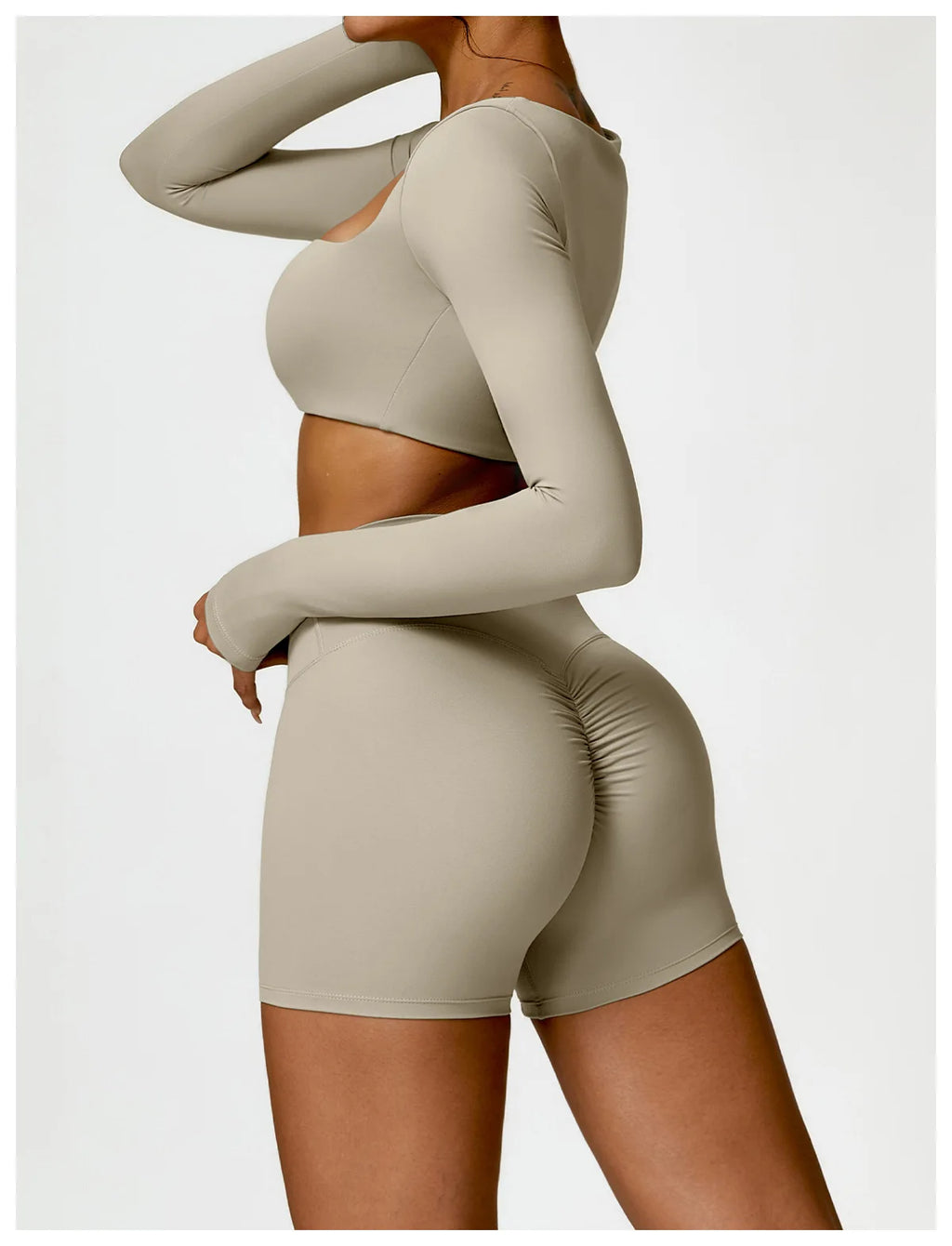 New Summer Long sleeve Shirt Sports Set Women Fitness Yoga Suit Crop Top High Waist Gym Set Women Quick-Dry 2Pcs Yoga Clothes