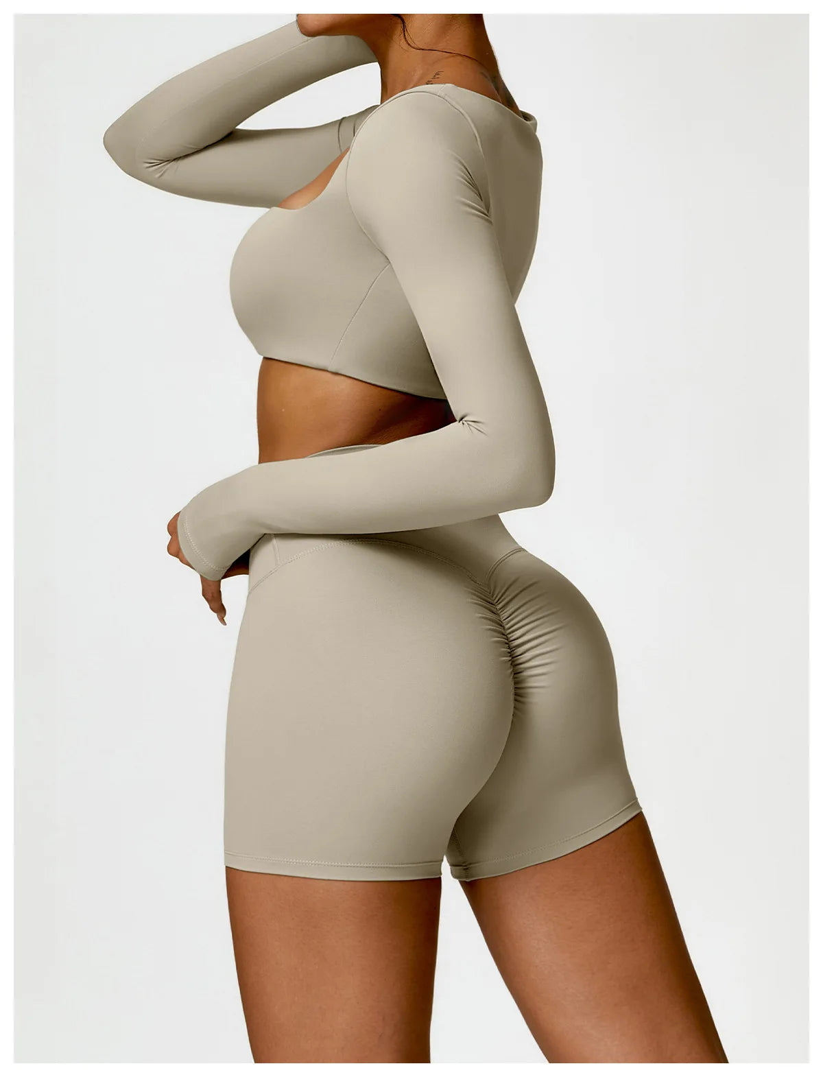 New Summer Long sleeve Shirt Sports Set Women Fitness Yoga Suit Crop Top High Waist Gym Set Women Quick-Dry 2Pcs Yoga Clothes