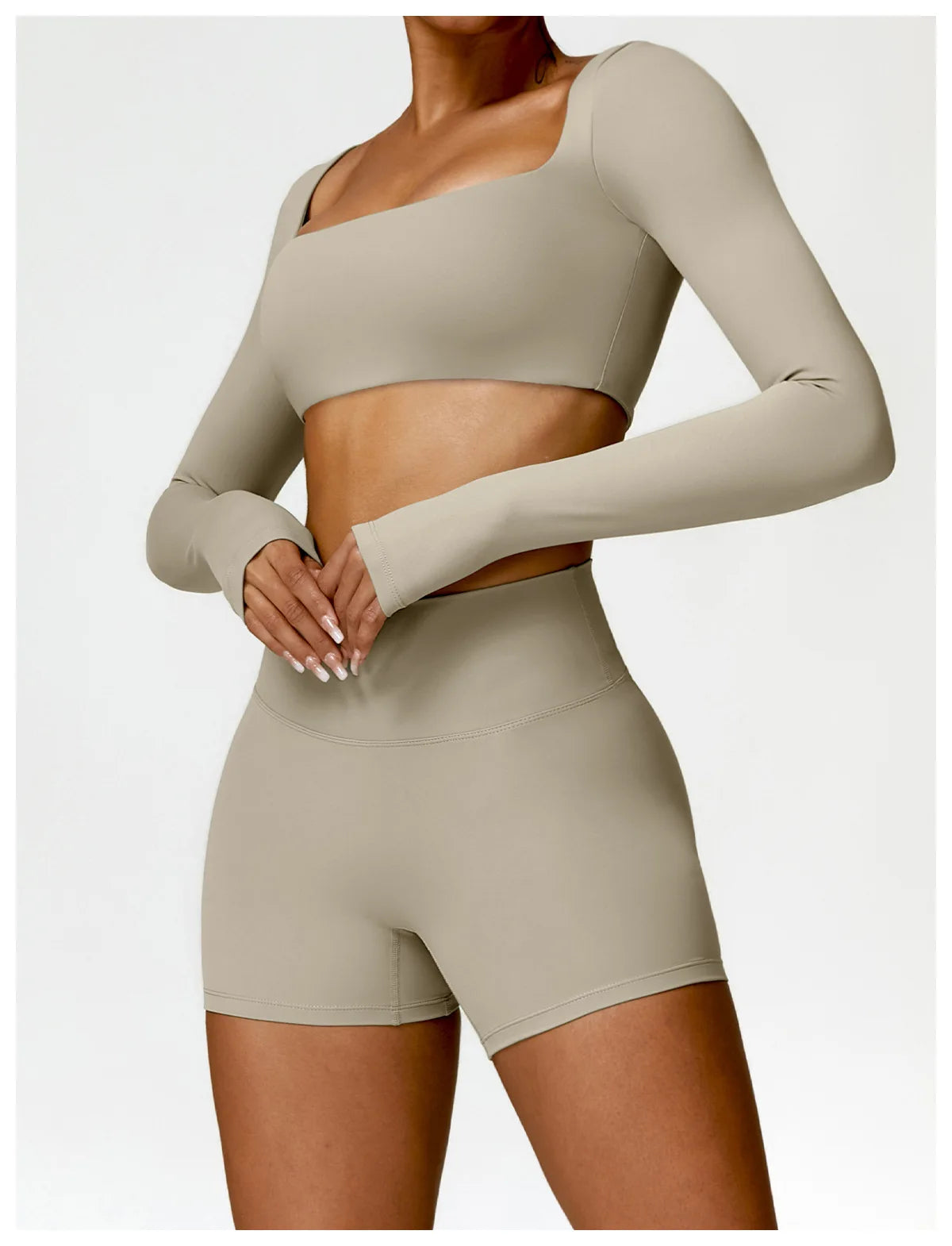 New Summer Long sleeve Shirt Sports Set Women Fitness Yoga Suit Crop Top High Waist Gym Set Women Quick-Dry 2Pcs Yoga Clothes