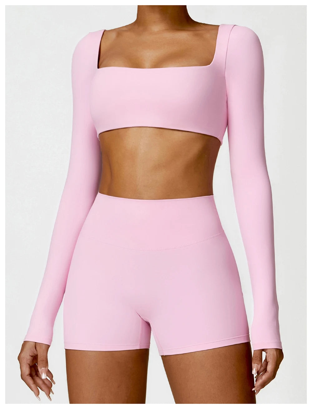 Women Two Pieces Fitness Yoga Set Solid Color Stretchy Soft Gym Suit Breathable Quick Running Sportswear Female Workout Clothes
